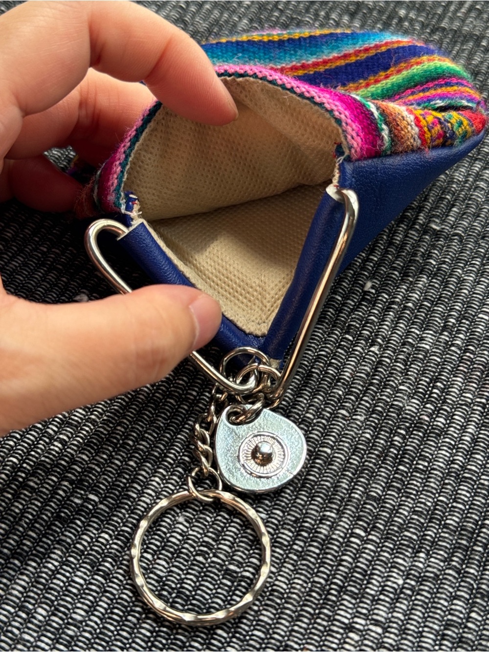 Souvenir ‘Peru’ Charm Coin Pouch Keychain Woven Textile - Picture 8 of 14